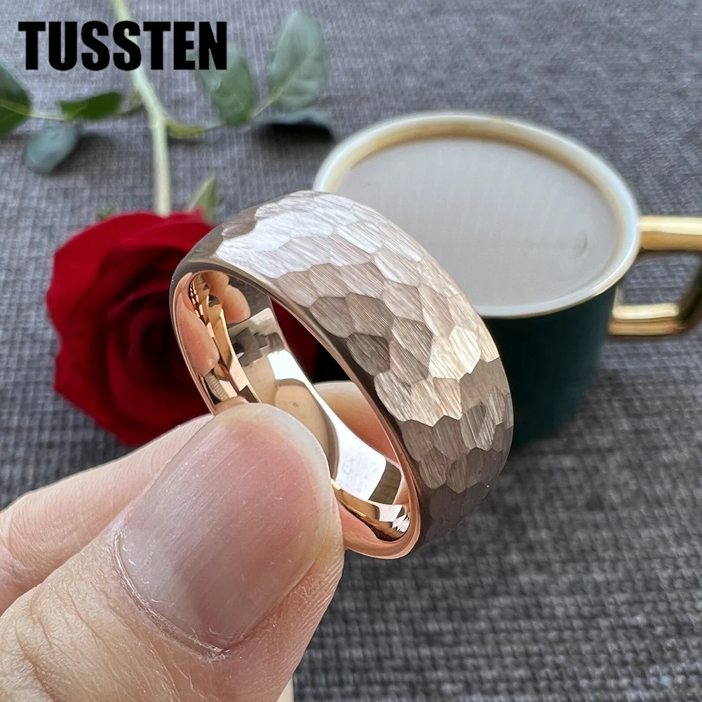

Прямая поставка TUSSTEN 4 мм/6 мм/8 мм кольцо с молотком розы для мужчин и женщин вольфрамовое обручальное кольцо Модные ювелирные изделия отличное качество изготовления удобная посадка