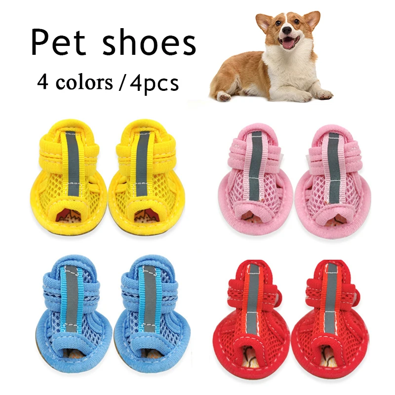 

Summer Dog Shoes Breathable Mesh Puppy Pet Dog Shoes For Small Dogs Cats Cute Anti-Slip Chihuahua Pug Sandals Shoe Candy Colors