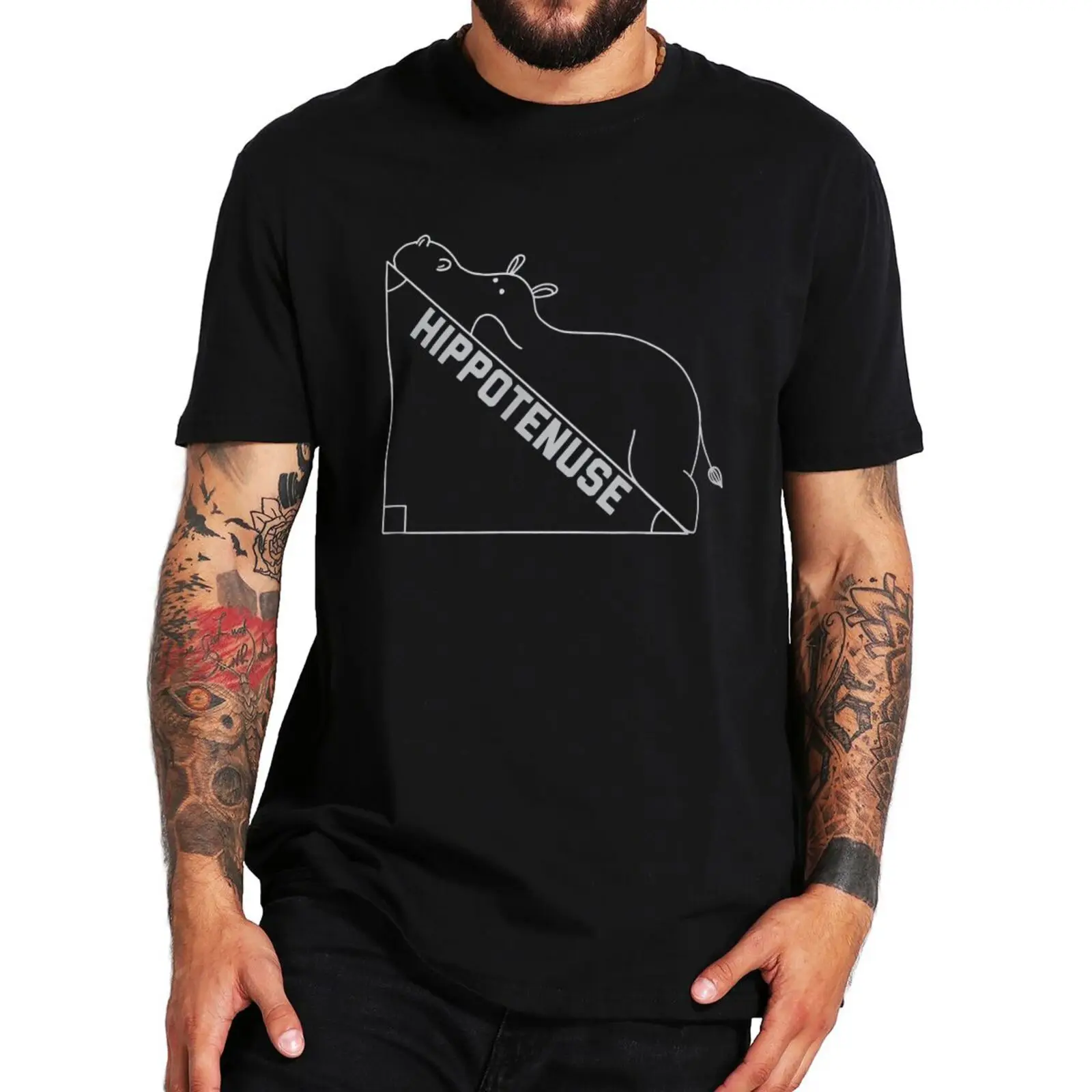 

Funny Hypotenuse Geometry Math T Shirt Geek Nerd Style Animal Hippo Pun Hippotenuse T-Shirt 100% Cotton EU Size Camiseta