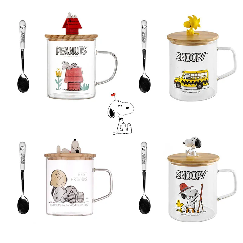 Креативная стеклянная чашка из снупа кавайная деревянная для домашнего и