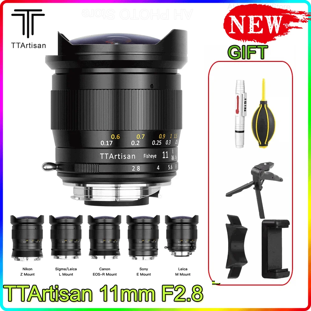 

TTArtisan 11mm F2.8 Full Frame Fisheye Lens for Leica M Sony E Canon R Nikon Z Leica L mount Camera Lens For A7R3 A6300 Z7 Z6 MF