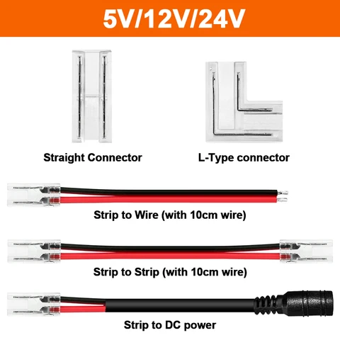 5PCS быстрый разъем, для 5V / 12V / 24V COB Led штрих лампы 2 иглы 3 иглы 4 иглы 5 мм 8 мм 10 мм угловой разъем