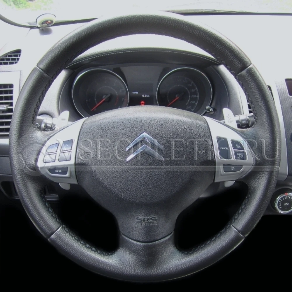 Оплетка на руль &quotCitroen C-Crosser&quot (Ситроен С-Кроссер) для кожаного руля - черная