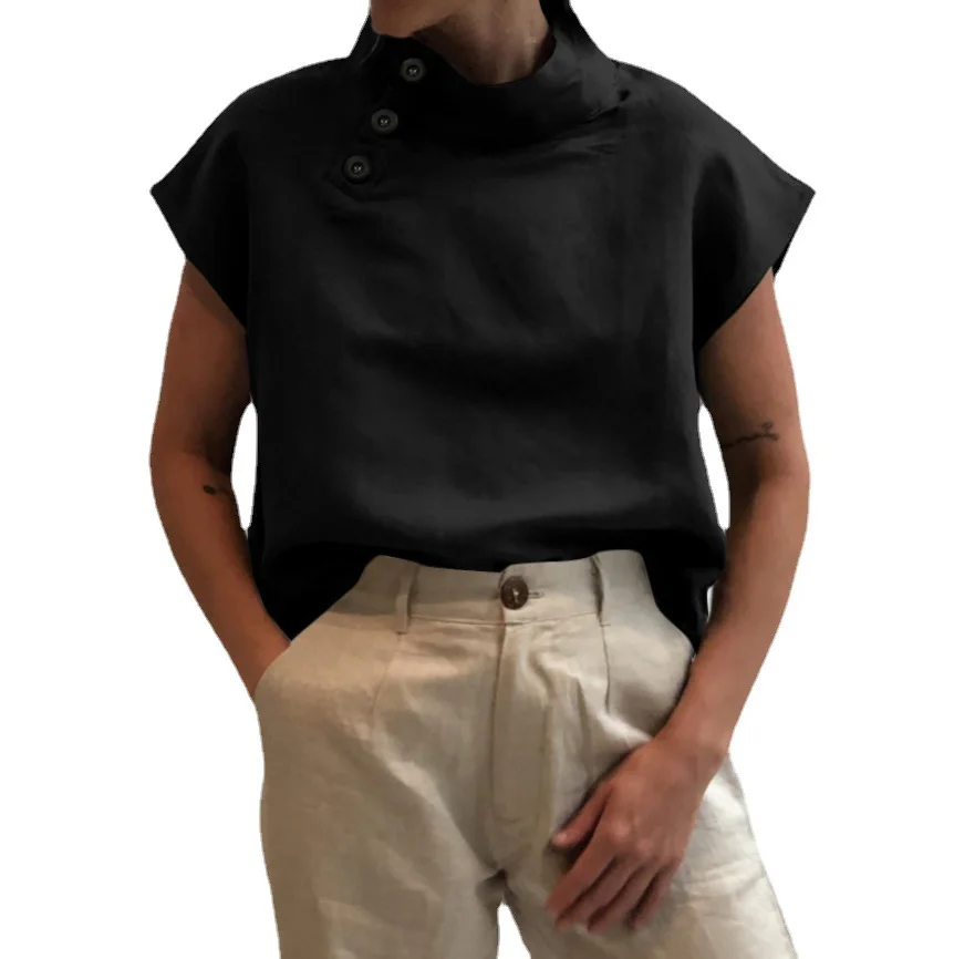 Celmia Women Summer Blouses 2023 Fashion Cotton Linen Blusas Lightweight White Shirt Casual Chic Tunic Tops Oversized Clothing