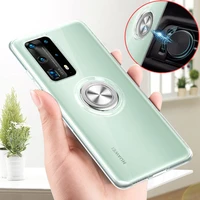 case for huawei p40 pro cover p30 lite ring stand magnetic holder for huawei p20 lite p30 pro transparent tpu silicon case cover