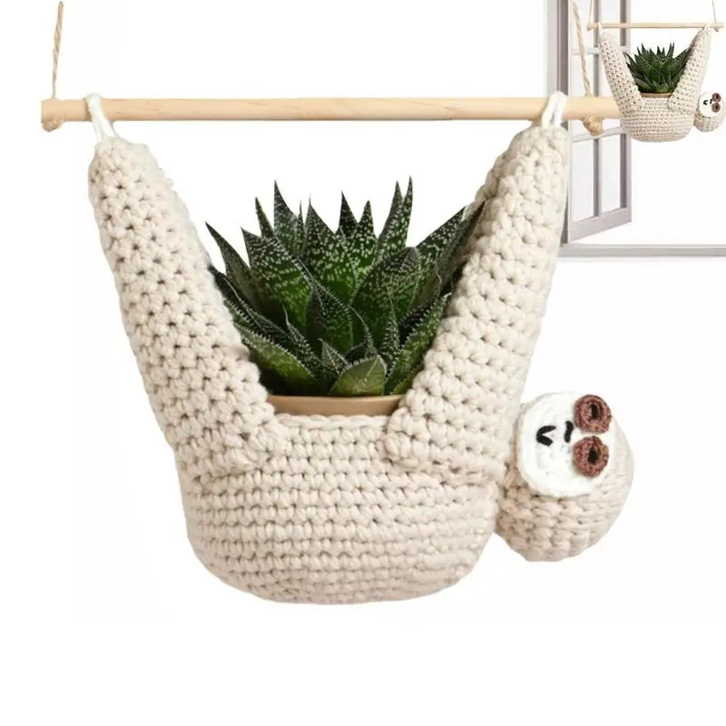 

Sloth Planter Pot Macrame Plant Hanger Home Decor Planter Supplies Sloth Gifts Succulent Pot Lovers Crochet Animal Wall Planter