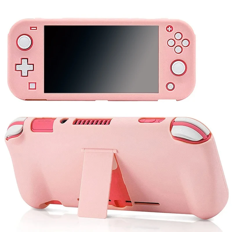 Фото Розовый защитный чехол для Nintendo Switch Lite с подставкой, жесткий чехол для игровой консоли Nintendo Switch Lite с подставкой №2