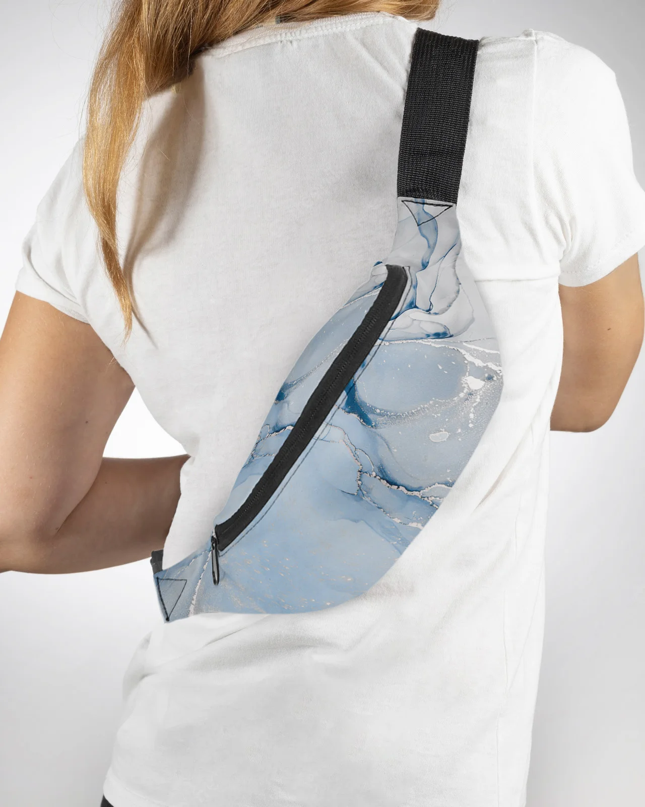 

Мужской кошелек с синей мраморной текстурой, забавная поясная сумка, кошелек, большая сумка на пояс для телефона, бумажник, водонепроницаемая бананка, сумочка на бедро