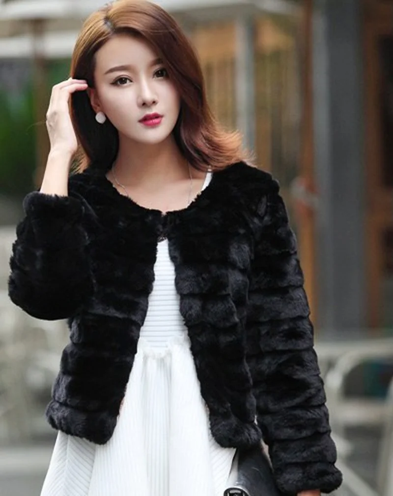 Autumn Fashion Women Faux Fur Jacket Elegant Faux Rabbit Fur Coats Korean Short Slim Outerwear Fur Gilet Fourrure Abrigo De Pelo