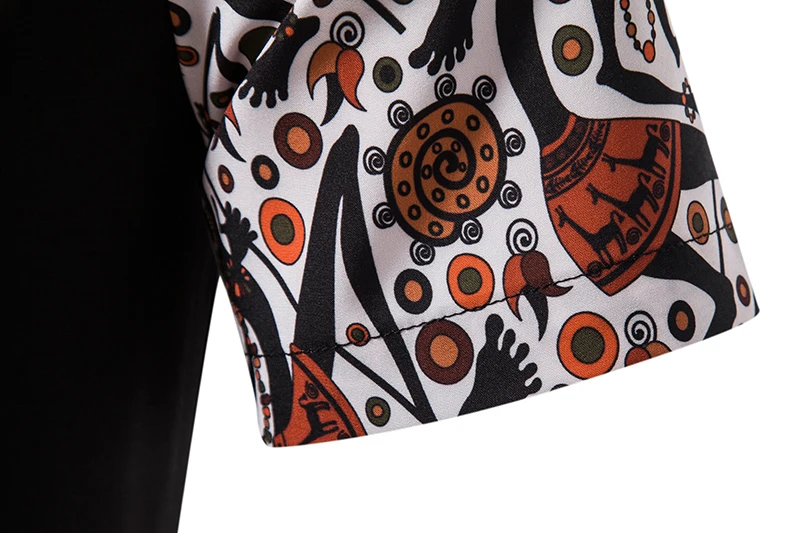 Мода Африка печатных лоскутное дизайн рубашки для мужчин с коротким рукавом