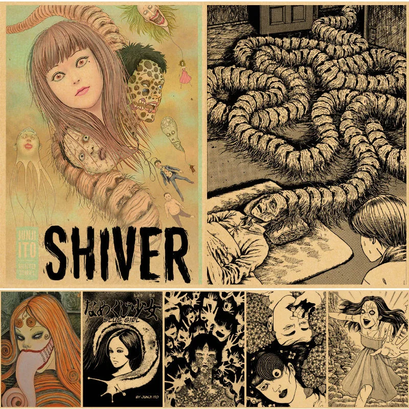 

Настенные плакаты Junji Ito, Художественная печать, рисунок на стену, аниме, Декор для дома, спальни, бумажные плакаты