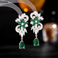 donia jewelry european and american retro palace flower copper micro inlaid aaa zircon dress silver needle luxury earrings