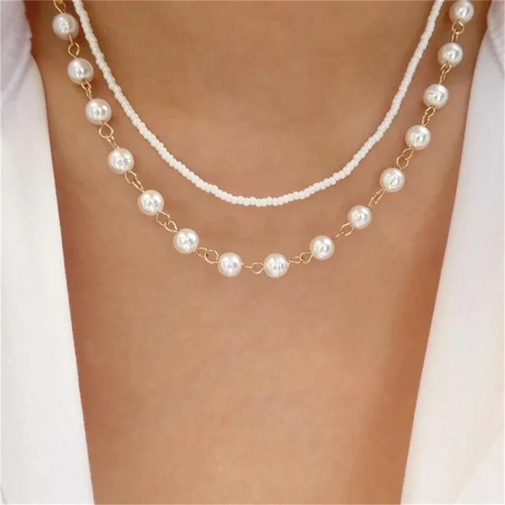 Женское винтажное ожерелье из искусственного жемчуга в стиле бохо