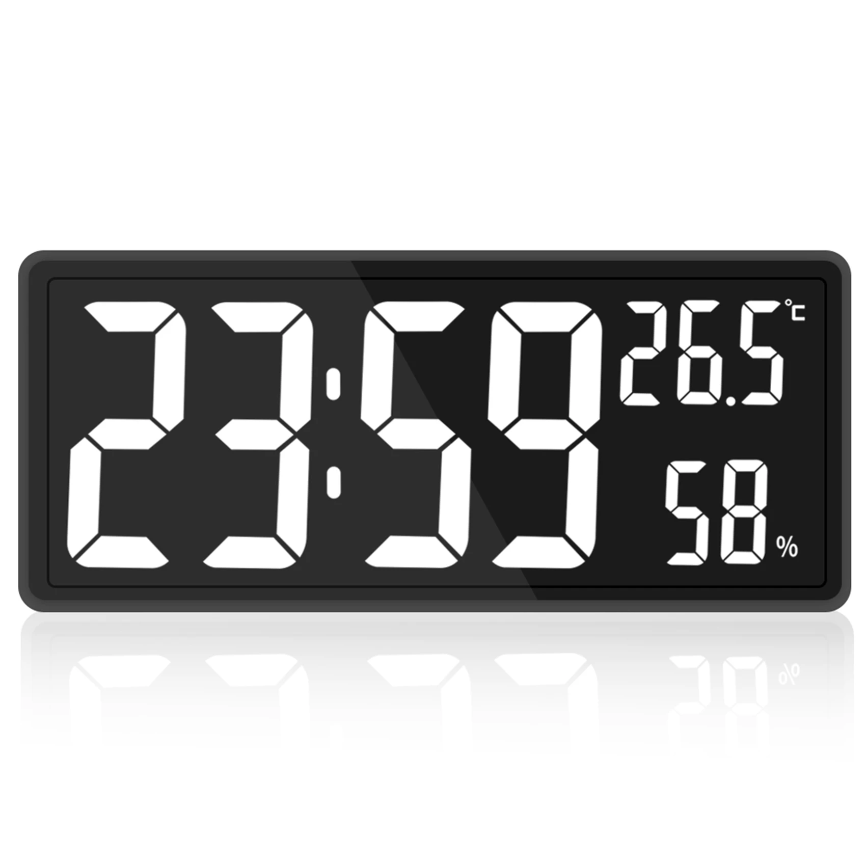 LED Digital Wall Clock, Large Digits Display,Indoor Temperat