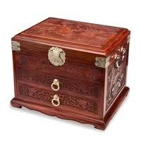 Luxury Vintage Multi Layer Jewelry Storage Box Organizer Case Red Sandalwood Wood Large Desktop Storage Box Jewelry Drawer Gift