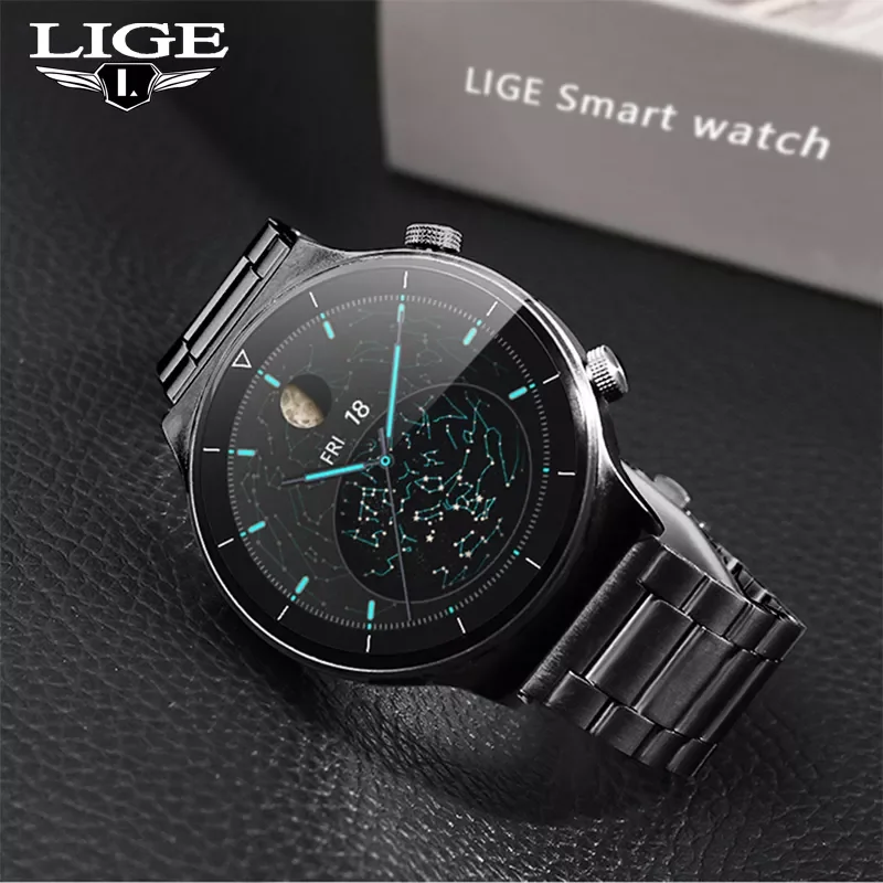 

LIGE 2022 New Men Smart Watch Bluetooth Call Watch IP68 Waterproof Sports Fitness Watch For Android IOS Smart Watch 2022 + Box