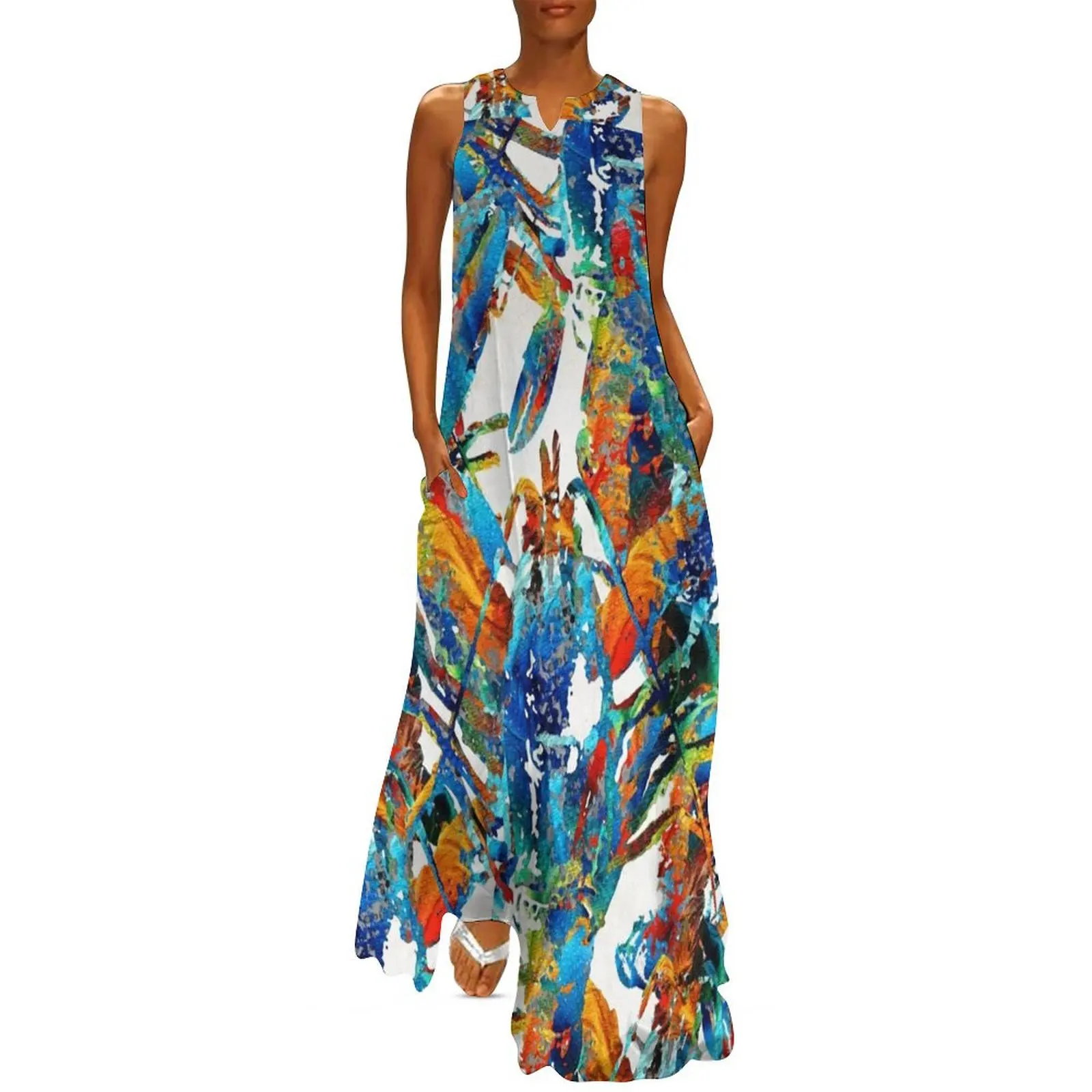 Красочный коллаж с изображением лобстера - длинное платье Шарон Каммингс феи