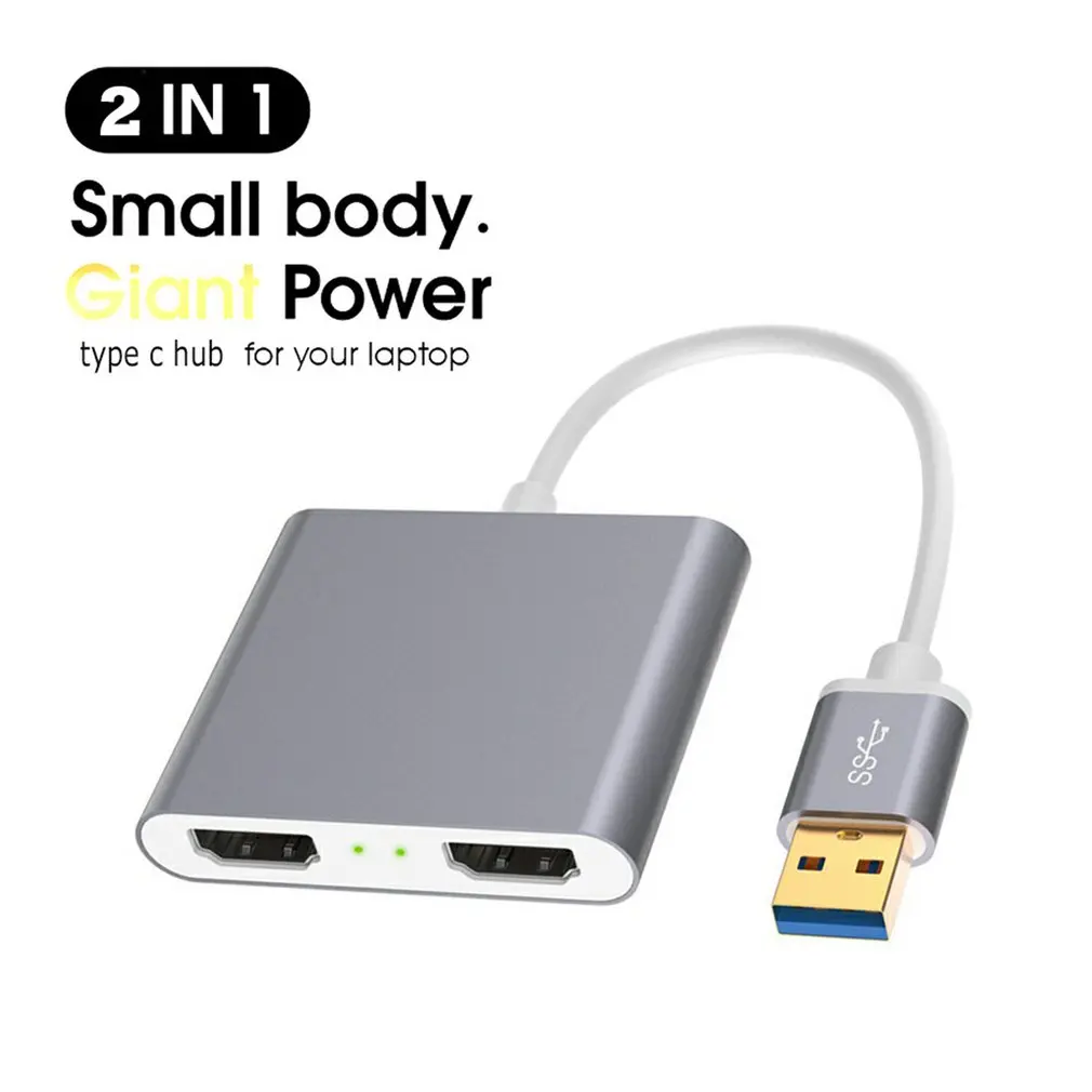 

Адаптер-преобразователь с USB C на Dual HDMI, совместимый с 1080p @ 60hz USB 3,0 на 2 HDMI, адаптер для MacBook Pro Air XPS Thinkpad