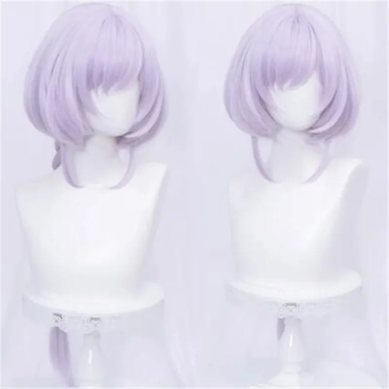 

Парик для косплея Game Genshin Impact Qiqi, фотографический термостойкий синтетический фотореквизит с фиолетовыми косами