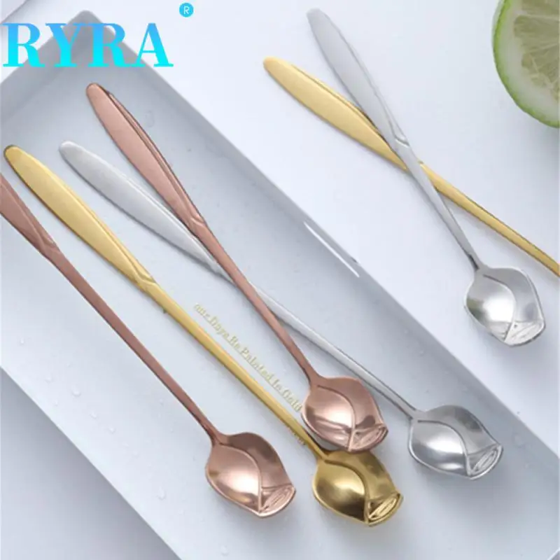 

Rose Spoon 1pc Silver Gold Spoon Tableware Dinnerware Stainless Steel Spoon Kitchen Tool Coffee Stirring Spoon