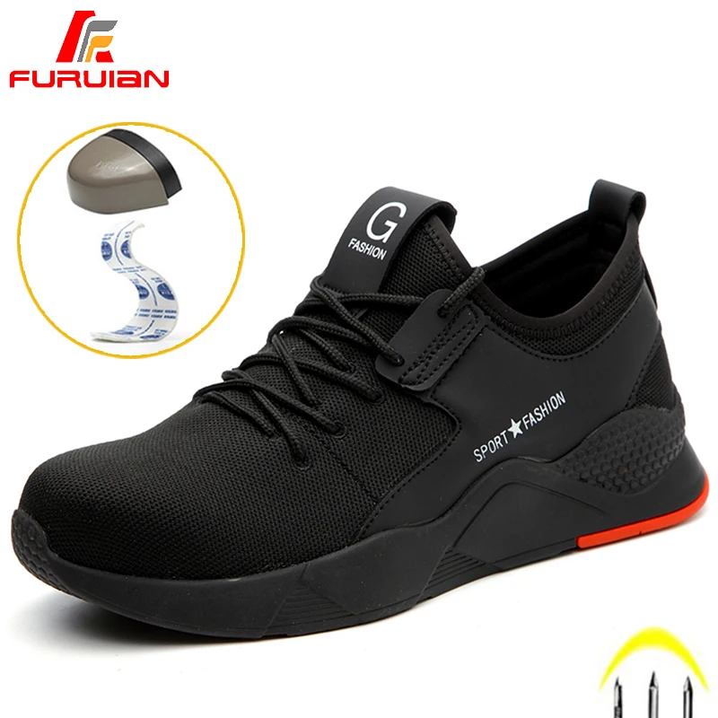 

Furuian Work Shoes Breathable Steel Toe Boots Lightweight Safety Work Shoes Anti-Slippery For Men Women Work Sneaker