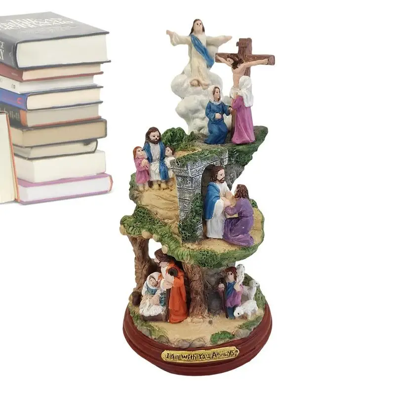 

Jesus Christ Statue Easter Nativity Scene With Cross And Lamb Resin Jesus Christ Scene Sculpture For Bedroom Dining Table