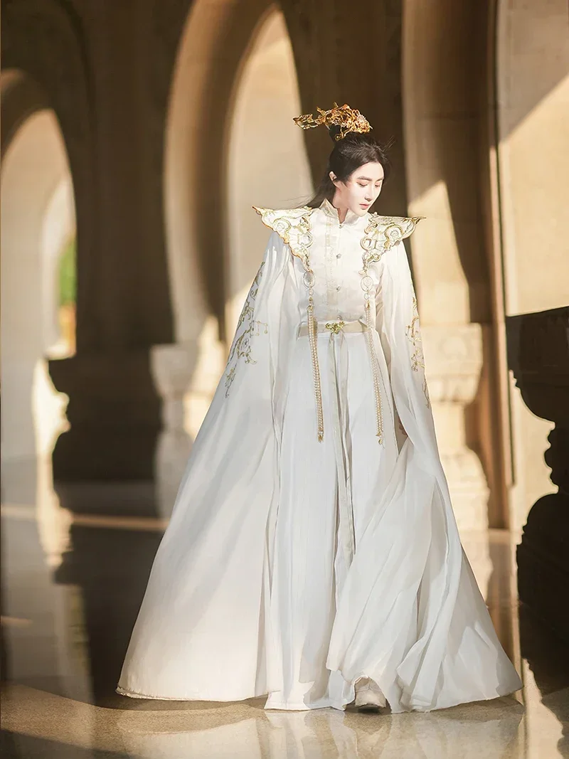 Китайское платье ханьфу большого размера 3XL мужская и женская белая рубашка с