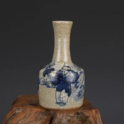 

Antique porcelain with elder brother glaze blue and white baby play pattern ringing bell in the late Qing Dynasty