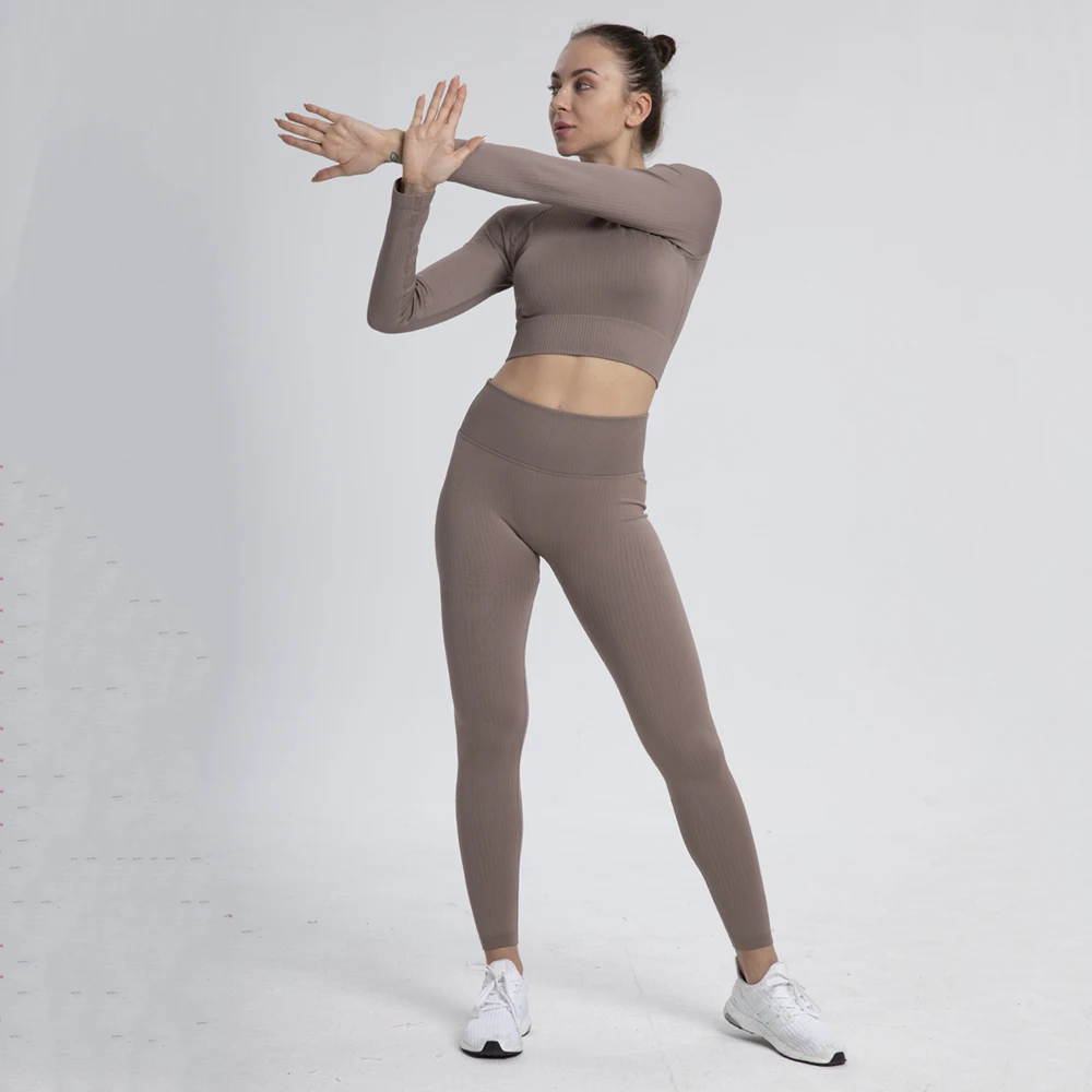 Комплект женского нижнего белья из 2 предметов бесшовный костюм для йоги одежда