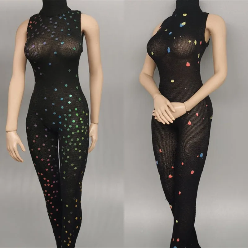 

1/6 Female Soldier Bling Mermaid High Elastic Bodysuit Jumpsuit Base Shirt Clothing Accessories Fit for Tbl Ud Action Figure