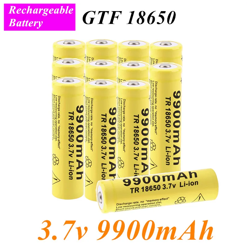 

Free shipping-GTF 18650 Battery 3.7V 9900mAh Rechargeable Lithium Ion Battery for LED Flashlight Hot New High Quality Batteries