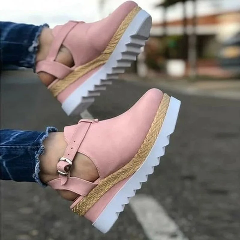 

Summer Women's Shoes Platform Sandals Flat Wedge Espadrilles Luxury Elegant Trend Fashion Beach Free Shipping Pink White 2022