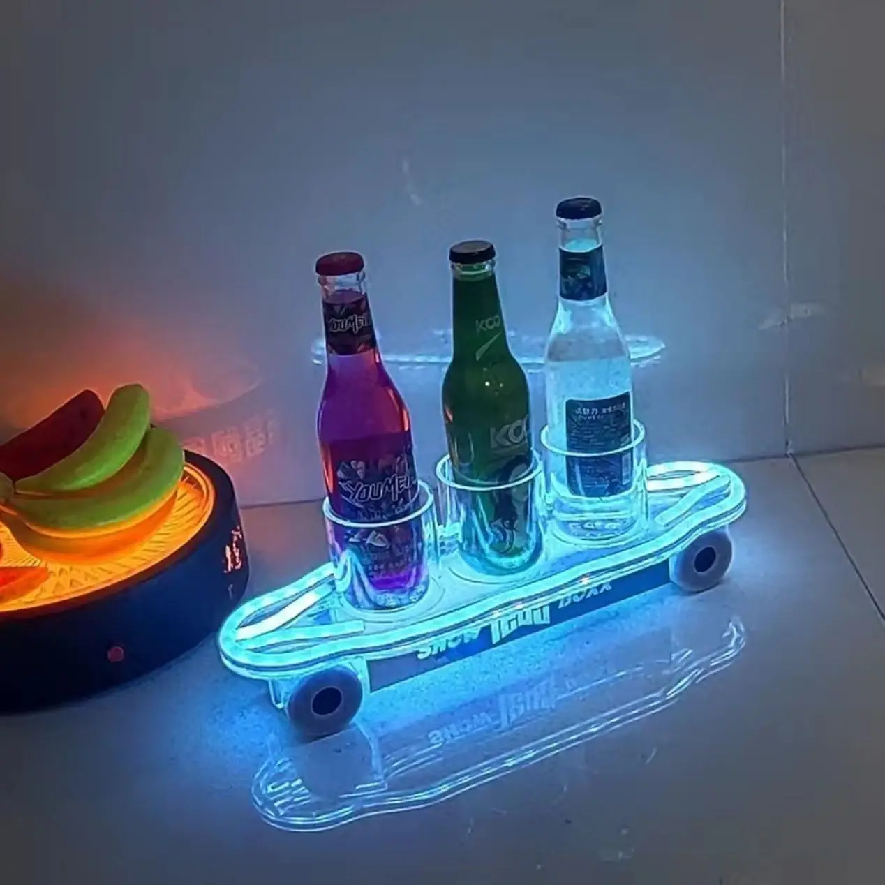 Роскошная подсветка неоновая фотография скейтборд бутылка для презентаций