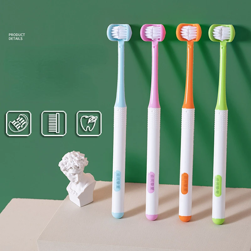 Three Side Soft Toothbrush Baby Oral Health Care with Antiskid Handle Kids 360° Clean Tooth Teeth Clean Brush Dental Care 3-12Y