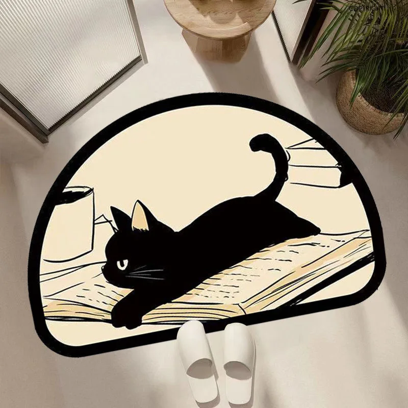

Quick Drying Cute Cat Pattern Absorbent Bath Mat Anti-Slip Bathroom Floor Rugs Toilet Carpet Home Living Room Bedroom Decoration