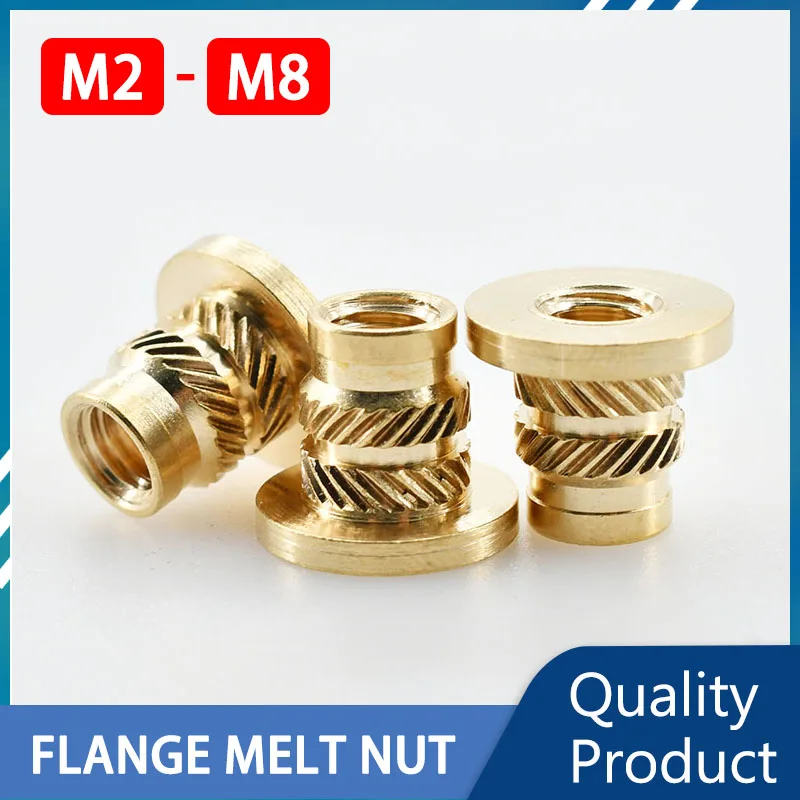 

M2 M3 M4 M5 M6 M8 Brass Hot Melting Insert Knurled Flange Nut Thread Heating Molding Injection Embedment T-type Nuts Electrical