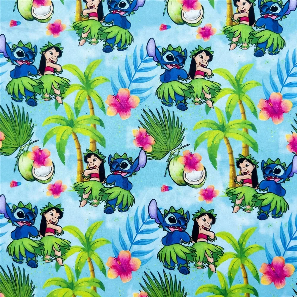 Хлопковая ткань для шитья Лило и Стич Disney лоскутного одежды платьев материал