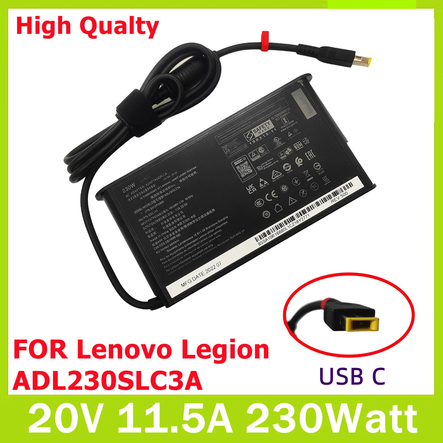 XMSJ Genuine 20V 11.5A USB 230W ADL230SDC3A ADL230SLC3A AC Adapter For Lenovo W540 P71 P72 P73 Y900 Power Supply Laptop Charger