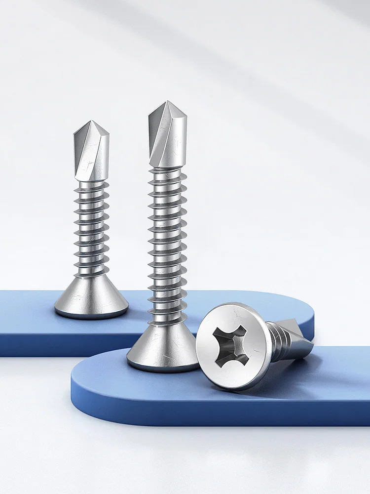 

Dovetail Screw M3.9 M4.2 M4.8 M5.5 304 Stainless Steel Cross Flat Countersunk Head Head Self Tapping Screws Drill Tail Screws
