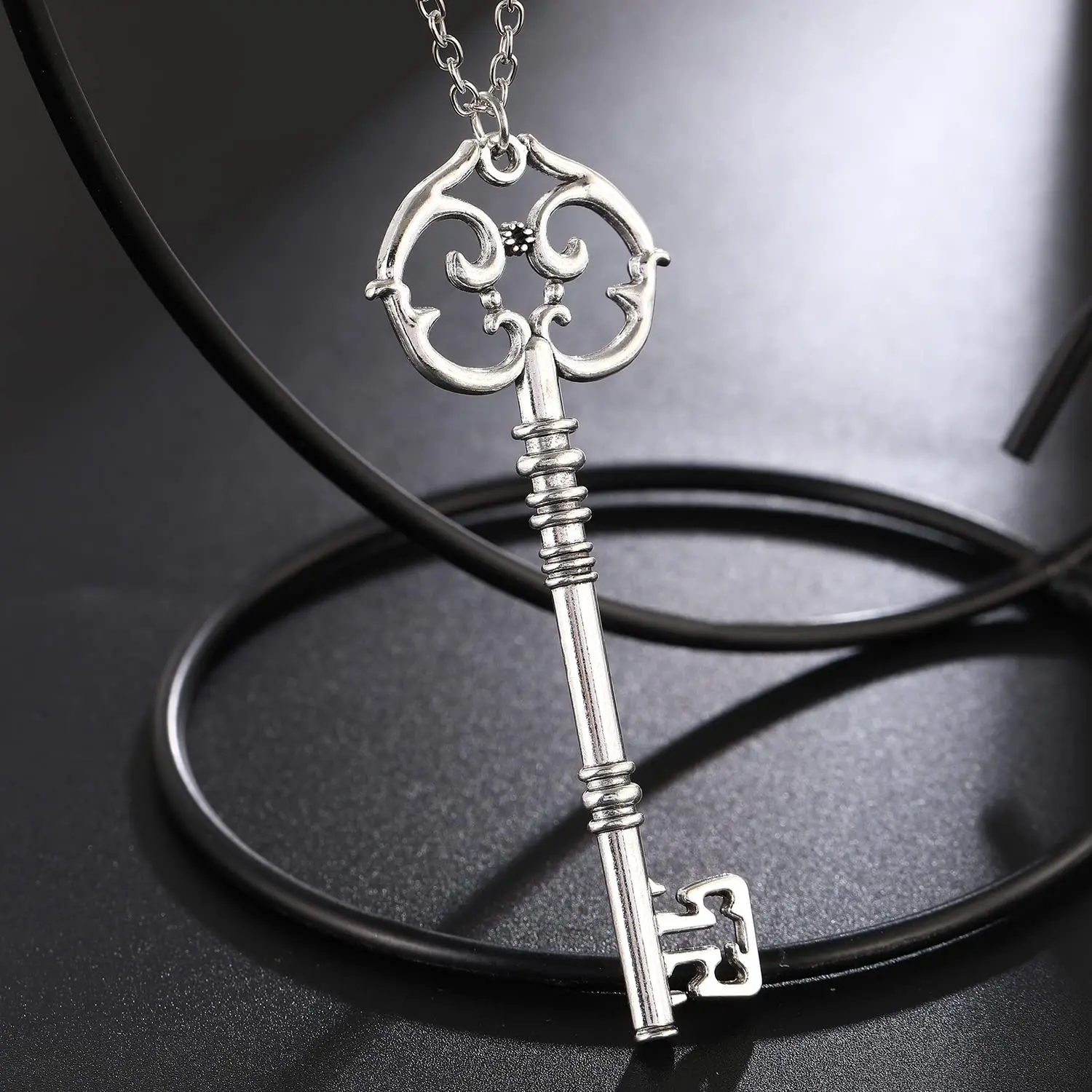 

Witches Key Necklace Gothic Mystery Key Pendant Choker Wiccan Pagan Jewelry Gift for Women