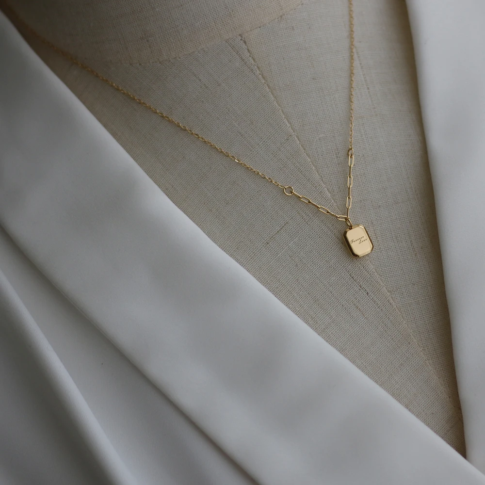 Женское двухстороннее ожерелье с кулоном из нержавеющей стали