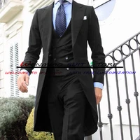 suit for men wedding groom tuxedo point lapel extended jacket formal 3 piece homme blazer pants vest costume homme