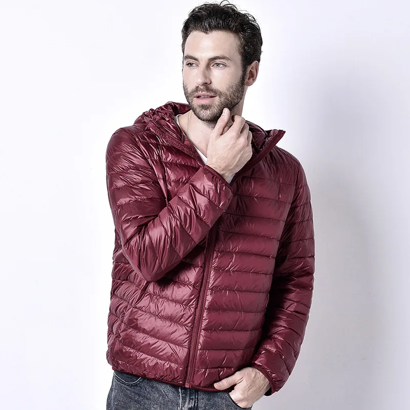 Men's Autumn Winter Ultra Lightweight Packable Down Jacket Water and Wind-Resistant Breathable Coat Big Size Men Hoodies Jackets