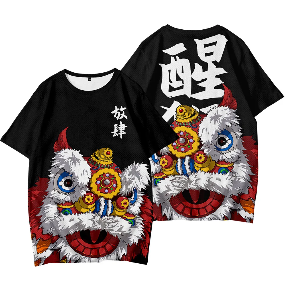 Japanese Anime Printed Streetwear T Shirts 2021 Summer Chinese Style Mens Casual Breathable Short Sleeve Tops Tees Male Tshirts