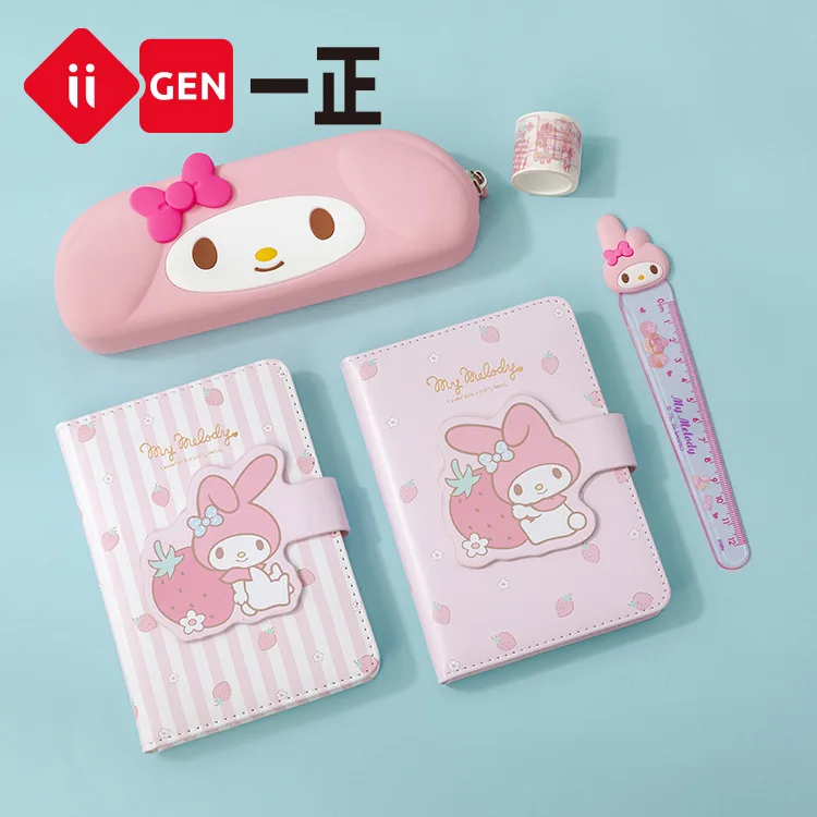 

Sanrio My Melody Cartoon Anime Figure Strawberry Rabbit Fit Magnetic Discipline Book Student Girl Handbook Office Supplies Gifts