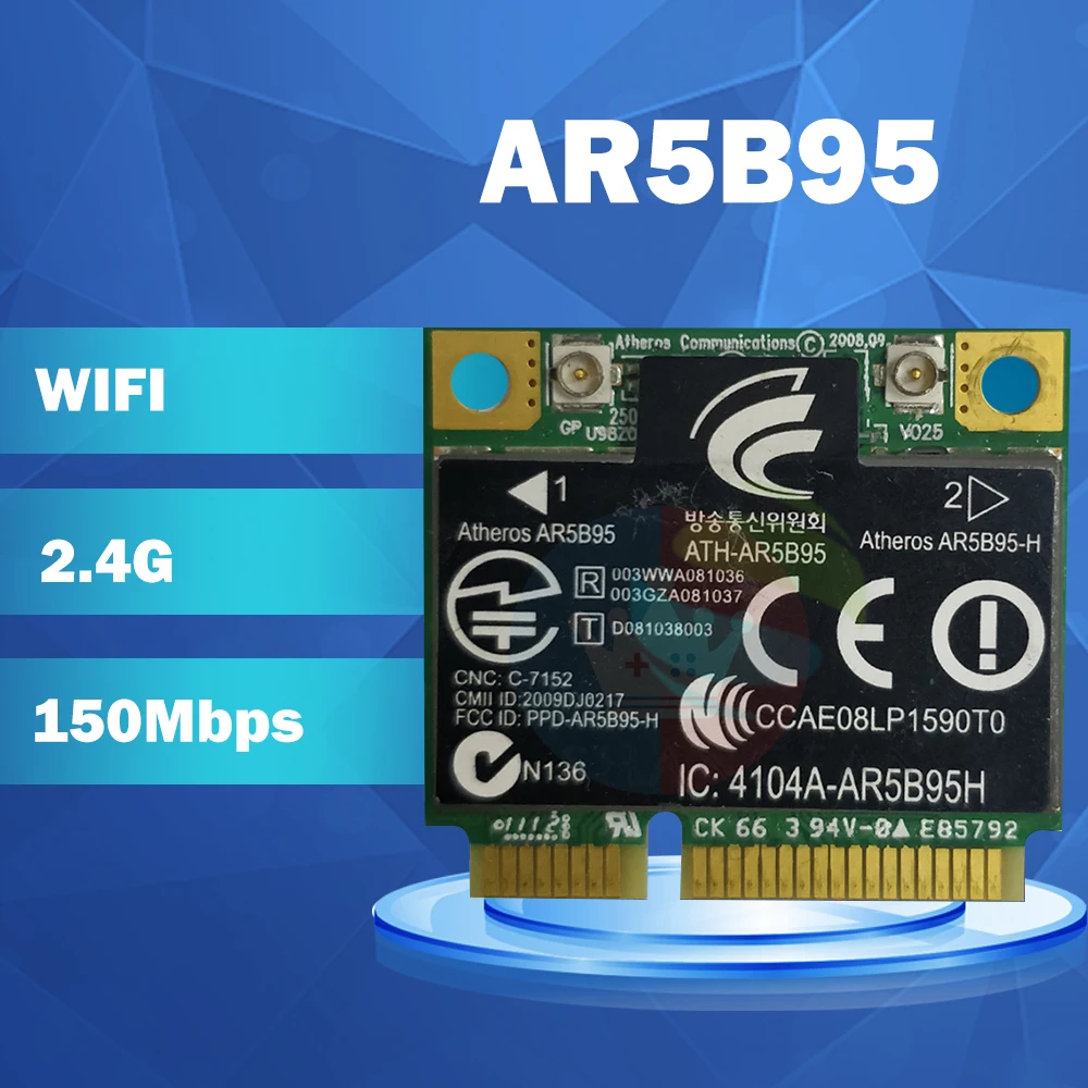 Wlan Беспроводная карта Atheros AR5B95 AR9285 Half Mini Pci-e SPS:605560-005 для HP G42 CQ42 G62 CQ62 |
