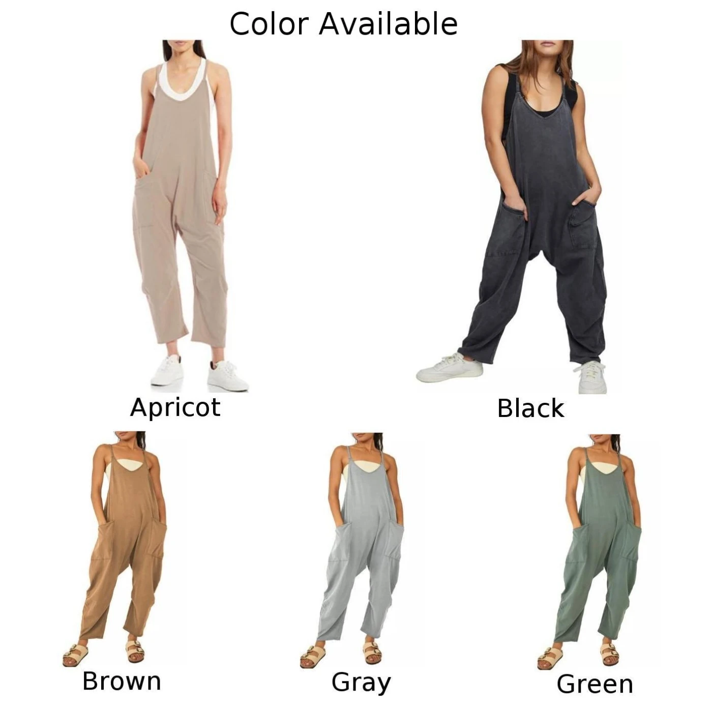 Jumpsuit Women Suspenders Playsuits Summer Sleeveless Wide Leg Loose Casual Rompers Baggy Overalls Pockets Homewear Outfit