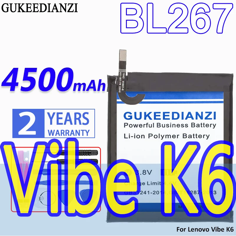 Аккумулятор GUKEEDIANZI высокой емкости BL272 BL267 5100 мАч 4500 мАч для Lenovo Vibe K6 K33a48 K33b36 K3