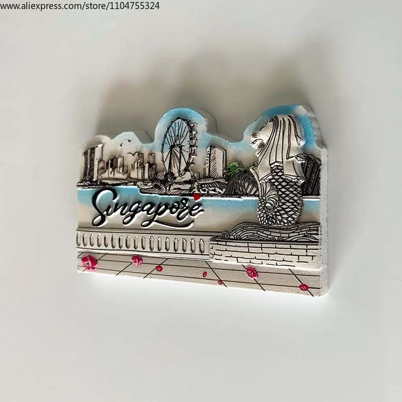 Фото Merlion Park Mobile Сингапурский магнит на холодильник, украшения для дома, трехмерные сувениры для путешествий по миру №4