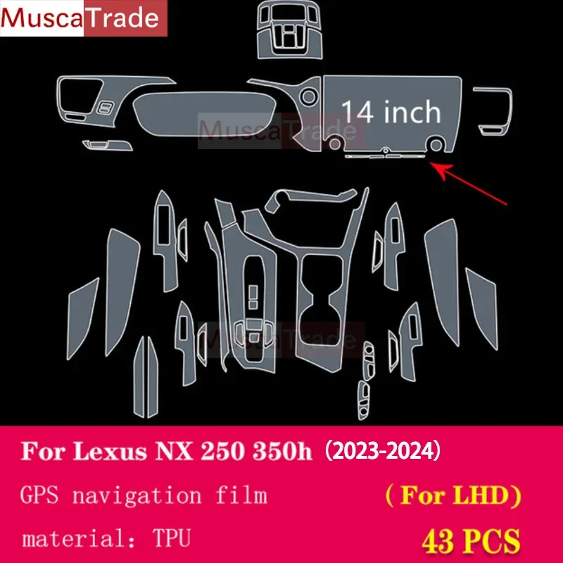 

Для Lexus NX NX450H NX350 NX250 NX350H 20222023 2024, внутренняя центральная консоль автомобиля, прозрачная защитная пленка из ТПУ, защита от царапин